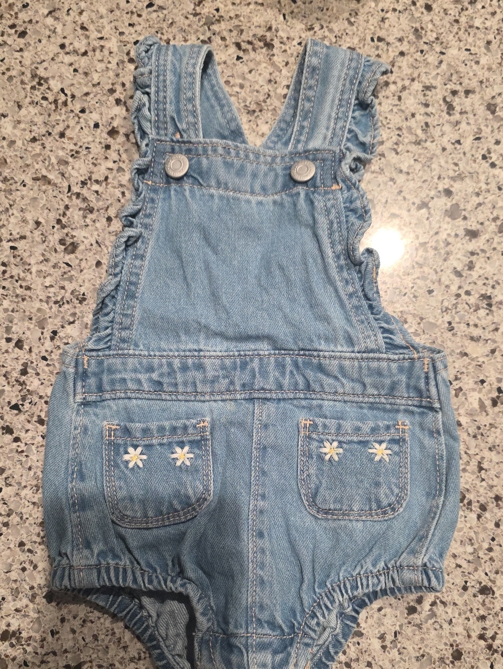Old Navy Light Blue Denim Ruffle-Strap Baby Overalls